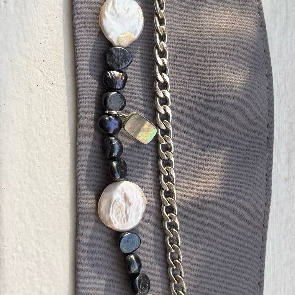 Elegant Silver and Black Beaded Necklace